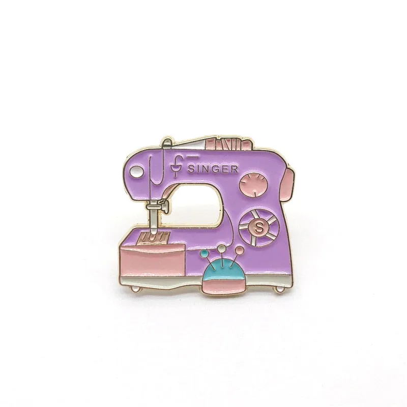 Kawaii Sewing Tools Metal Badges