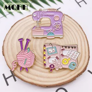 Kawaii Sewing Tools Metal Badges