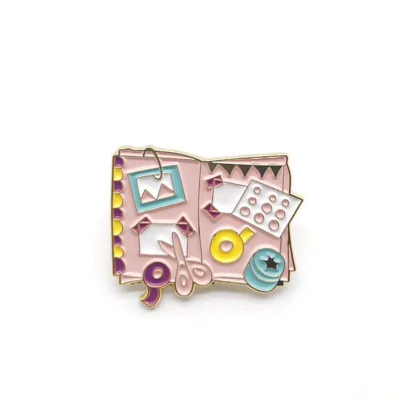 Kawaii Sewing Tools Metal Badges