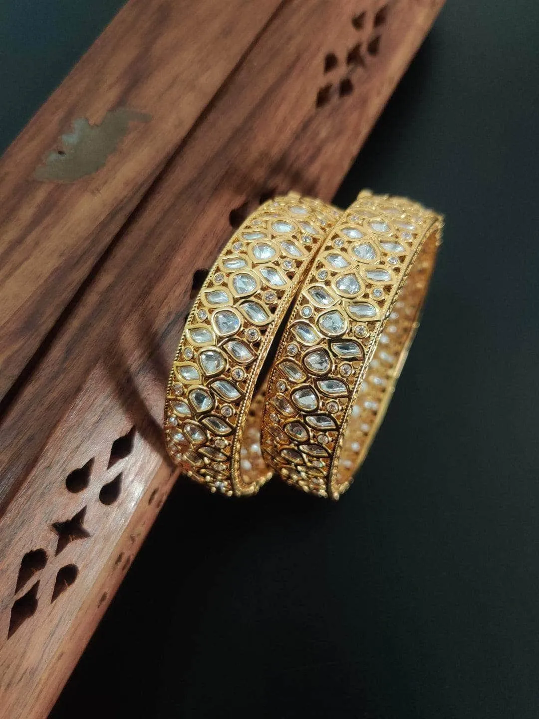 Kundan Stone Embellished Designer Bangles