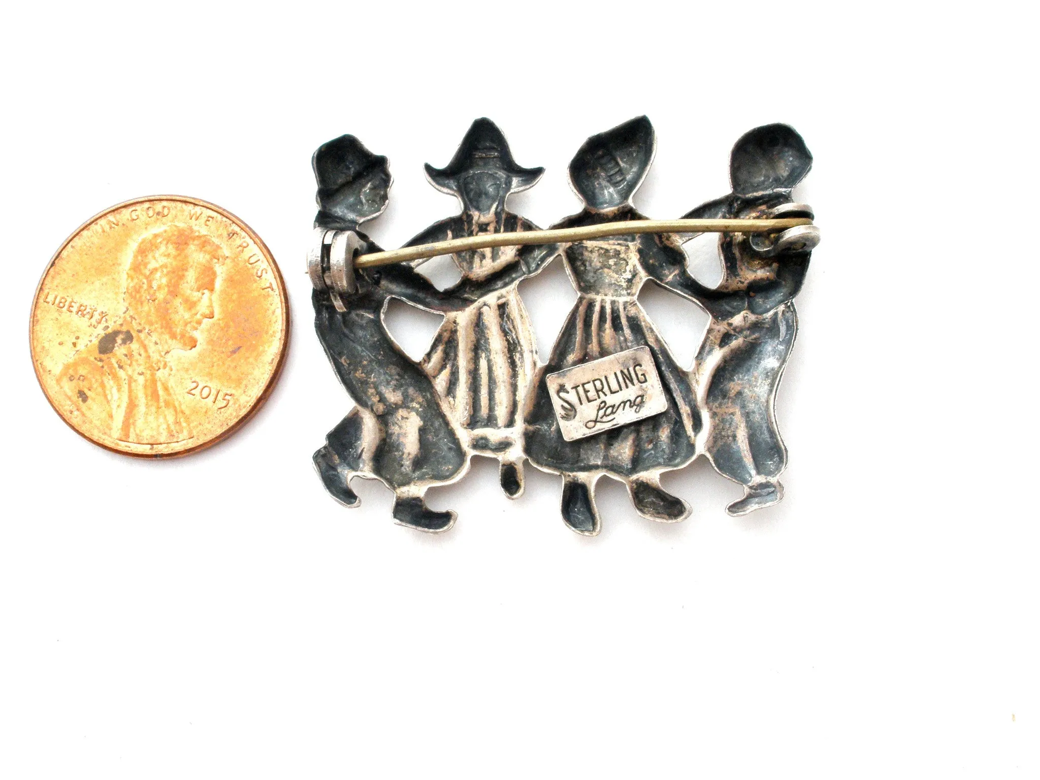 Lang Sterling Silver Brooch with Children Dancing