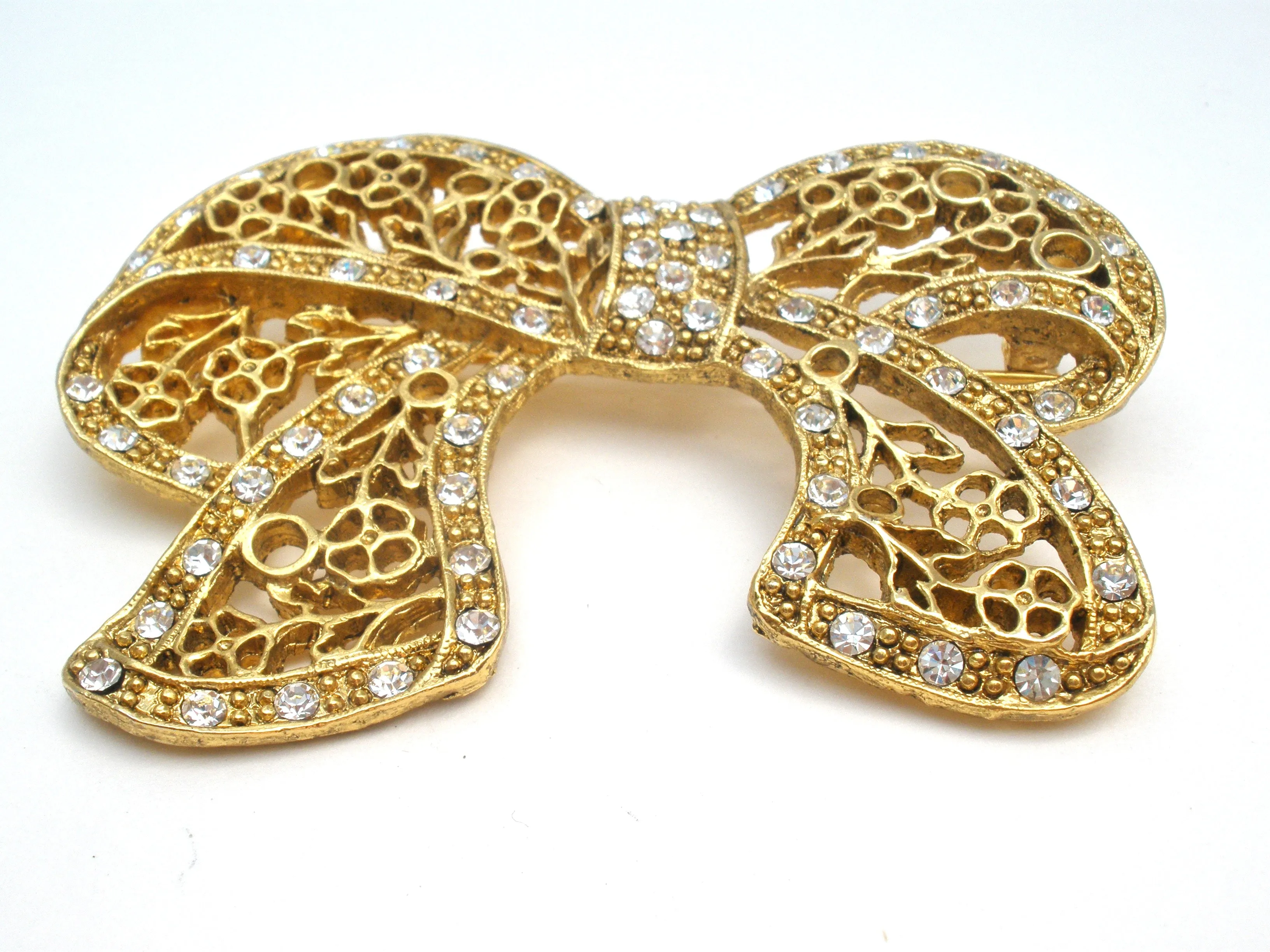 Large 1928 Co Rhinestone Bow Brooch Vintage