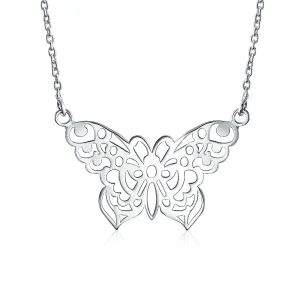 Large Butterfly Necklace Filigree Statement Pendant Sterling Silver