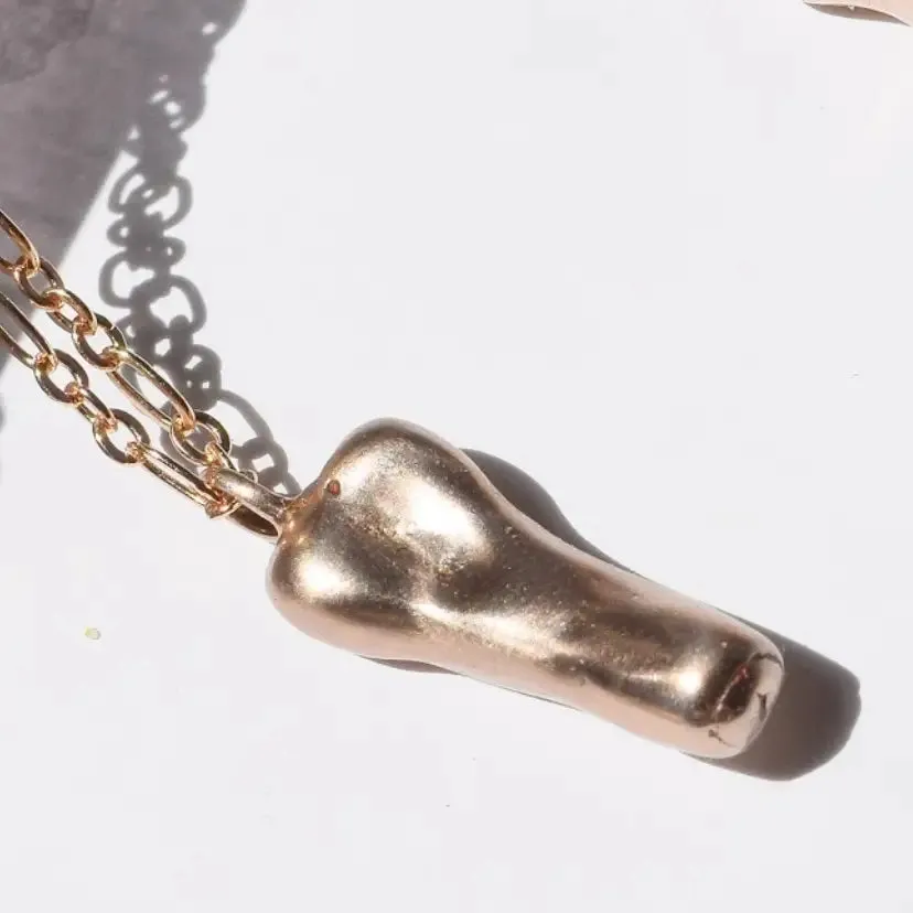 Large Uncut Penis Charm Necklace Bronze