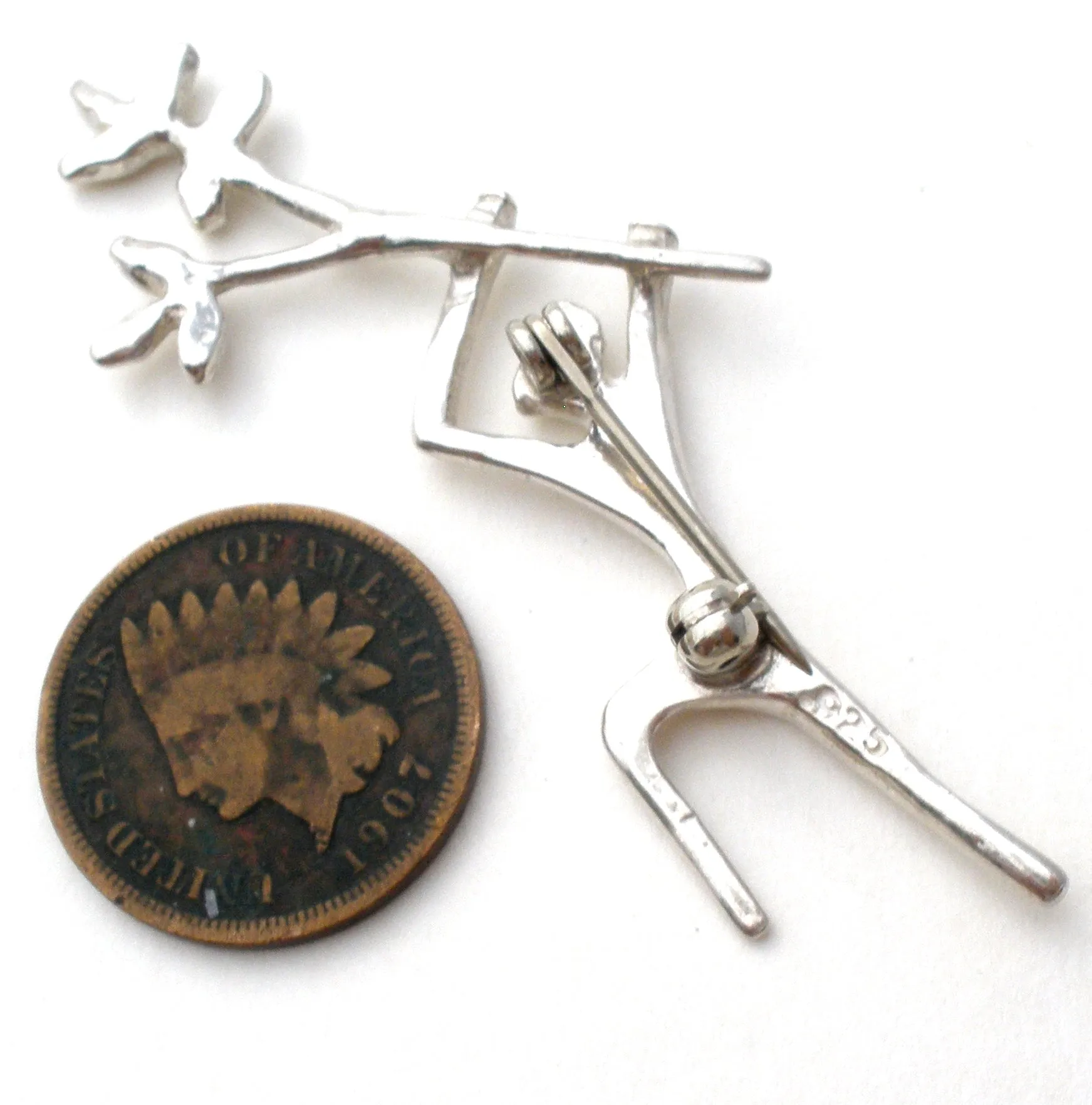 Man Holding Tree Branch Brooch Pin 925 Vintage