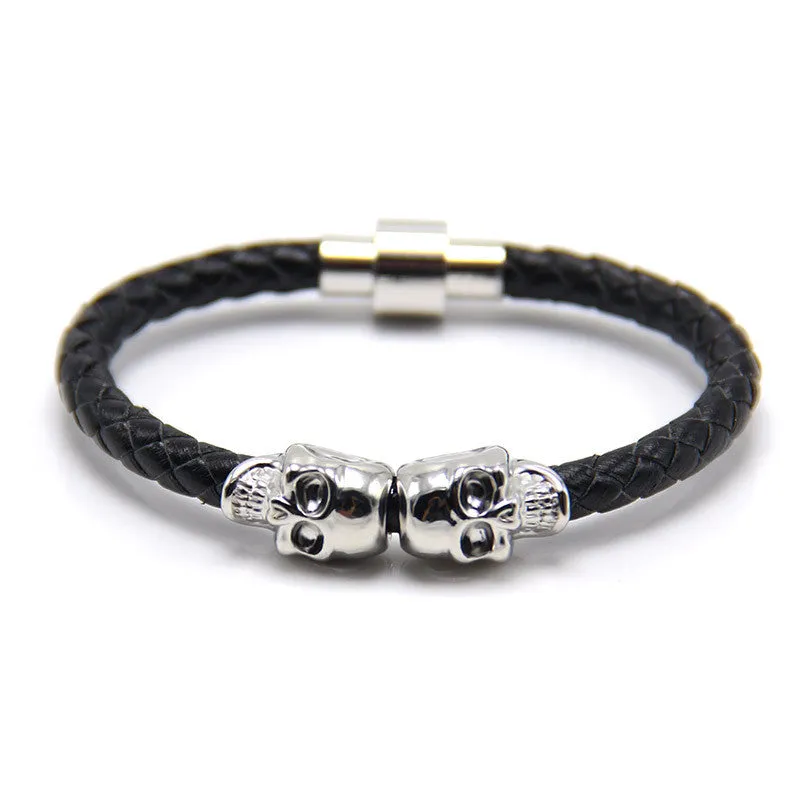 Man Women Bracelet for Man Women Jewelry Punk Genuine Leather Skull Bracelet for Man Women