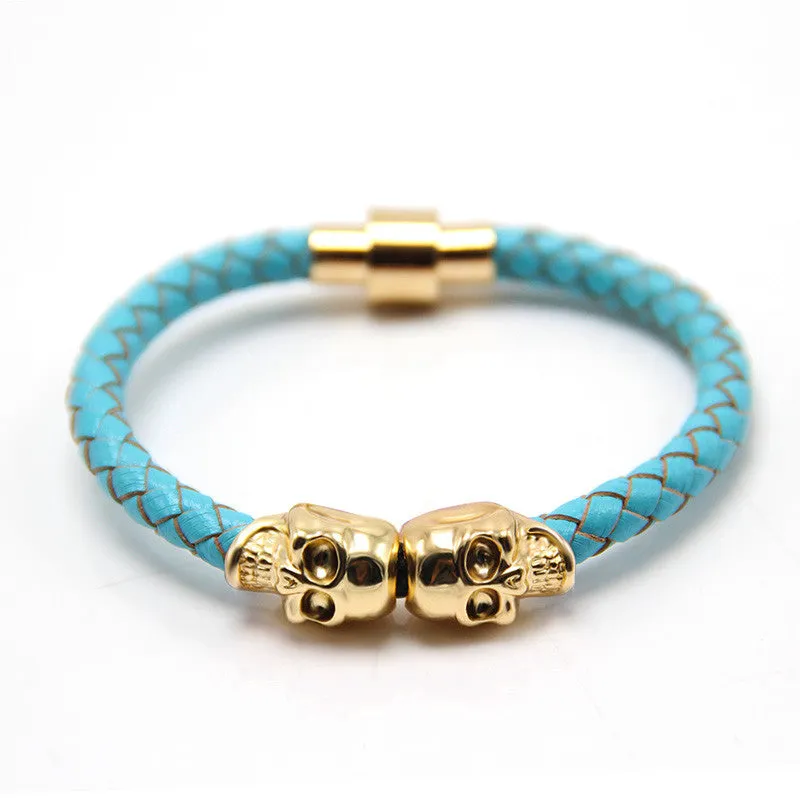 Man Women Bracelet for Man Women Jewelry Punk Genuine Leather Skull Bracelet for Man Women