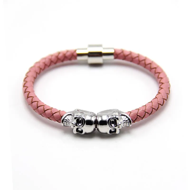 Man Women Bracelet for Man Women Jewelry Punk Genuine Leather Skull Bracelet for Man Women