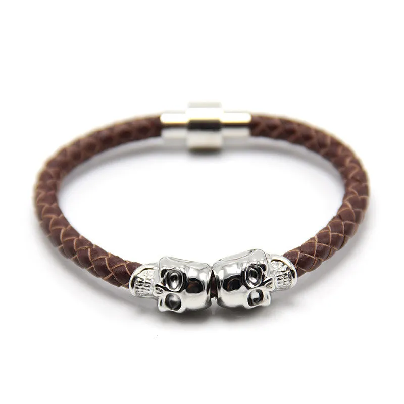 Man Women Bracelet for Man Women Jewelry Punk Genuine Leather Skull Bracelet for Man Women