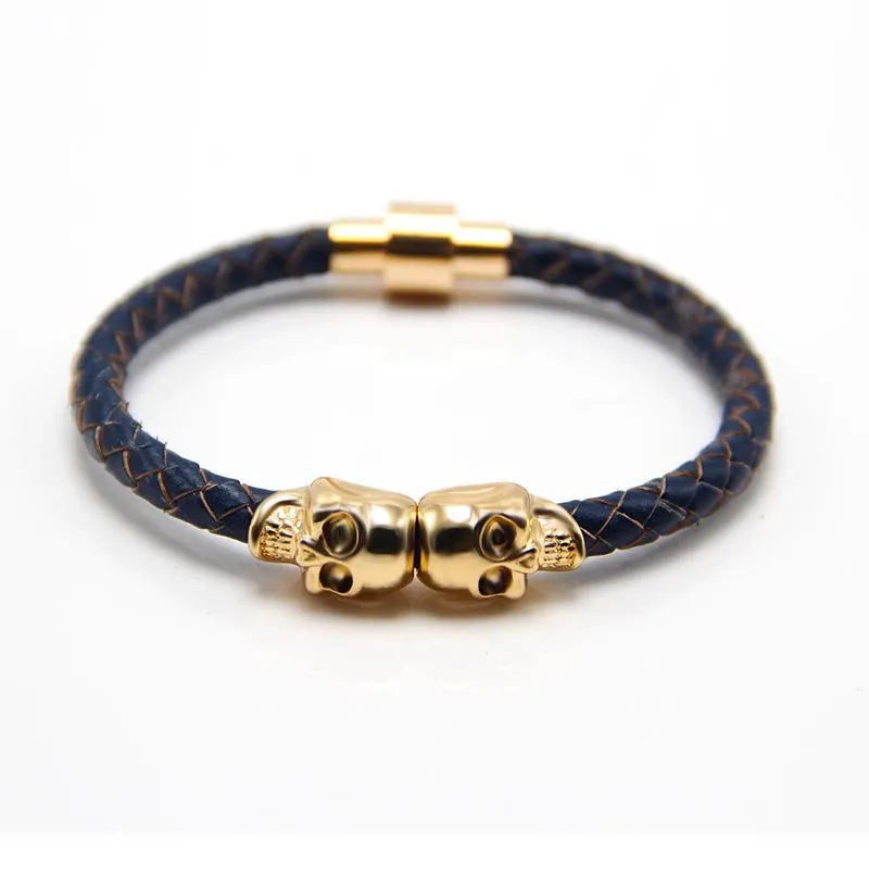 Man Women Bracelet for Man Women Jewelry Punk Genuine Leather Skull Bracelet for Man Women