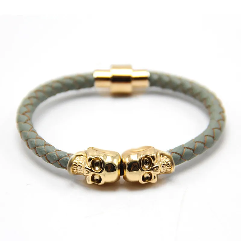 Man Women Bracelet for Man Women Jewelry Punk Genuine Leather Skull Bracelet for Man Women