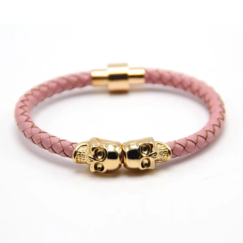 Man Women Bracelet for Man Women Jewelry Punk Genuine Leather Skull Bracelet for Man Women