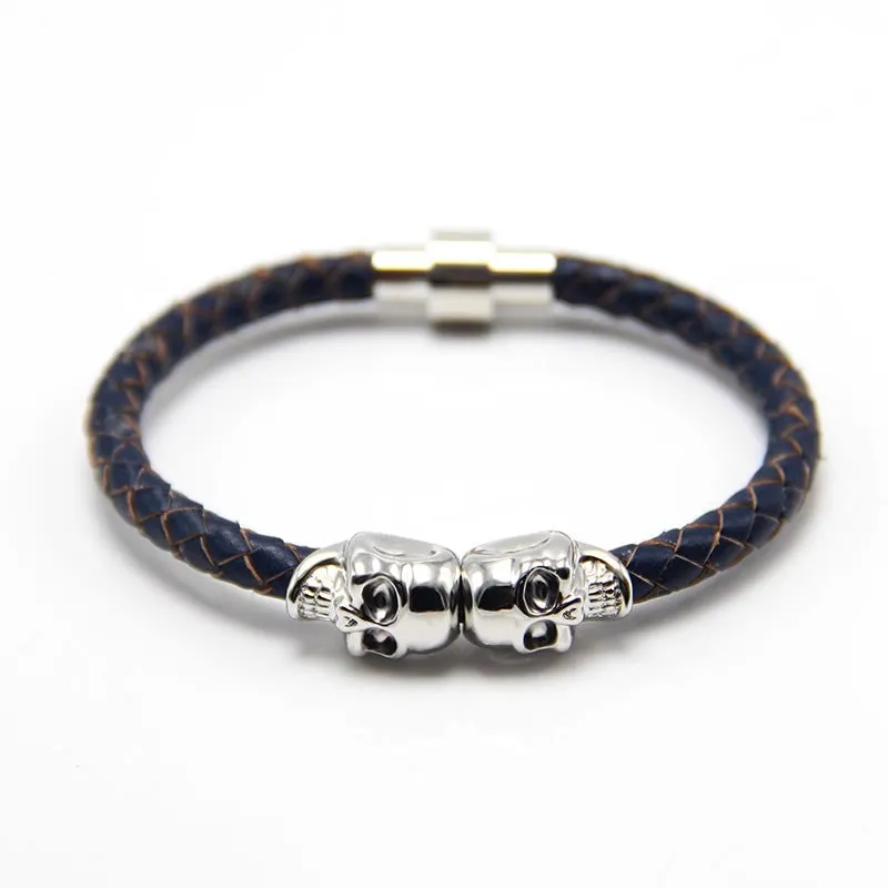 Man Women Bracelet for Man Women Jewelry Punk Genuine Leather Skull Bracelet for Man Women