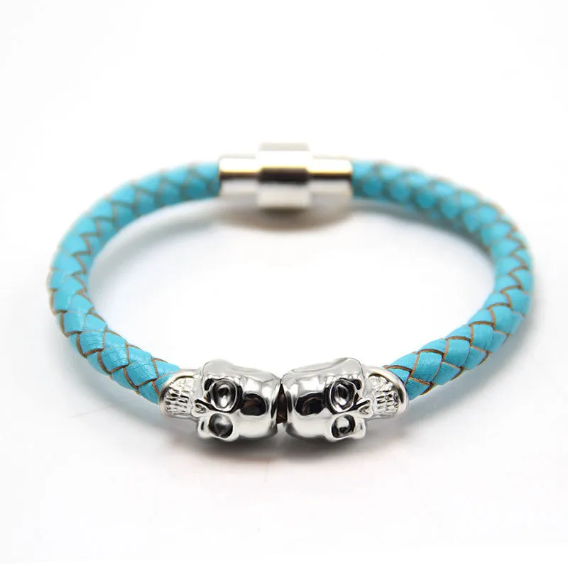 Man Women Bracelet for Man Women Jewelry Punk Genuine Leather Skull Bracelet for Man Women