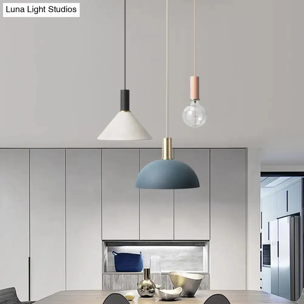 Metal Shaded Cluster Pendant Nordic Light with 3 Heads - White Round/Linear Canopy - Warm/White Light