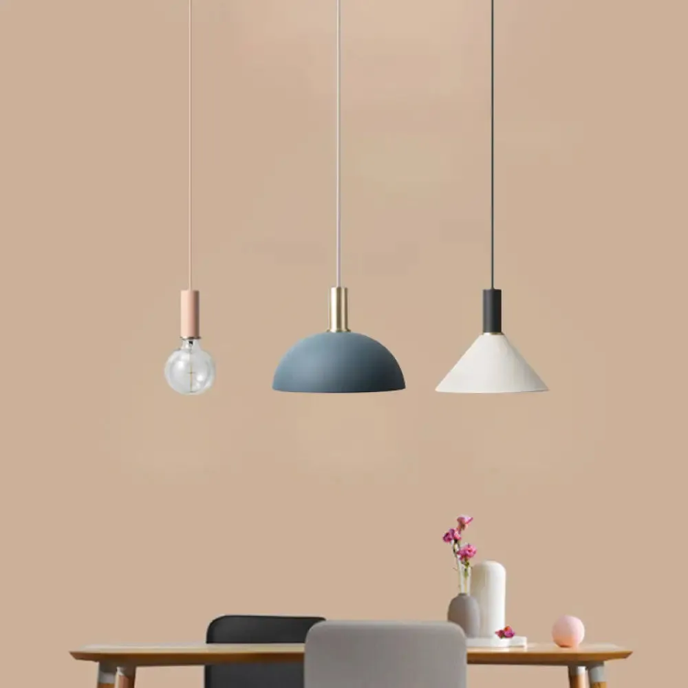 Metal Shaded Cluster Pendant Nordic Light with 3 Heads - White Round/Linear Canopy - Warm/White Light