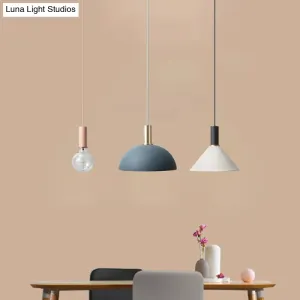 Metal Shaded Cluster Pendant Nordic Light with 3 Heads - White Round/Linear Canopy - Warm/White Light