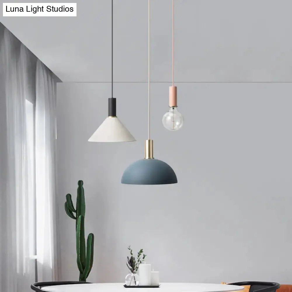 Metal Shaded Cluster Pendant Nordic Light with 3 Heads - White Round/Linear Canopy - Warm/White Light