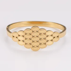 Minimalist Checkered Stainless Steel Electroplating Bangles