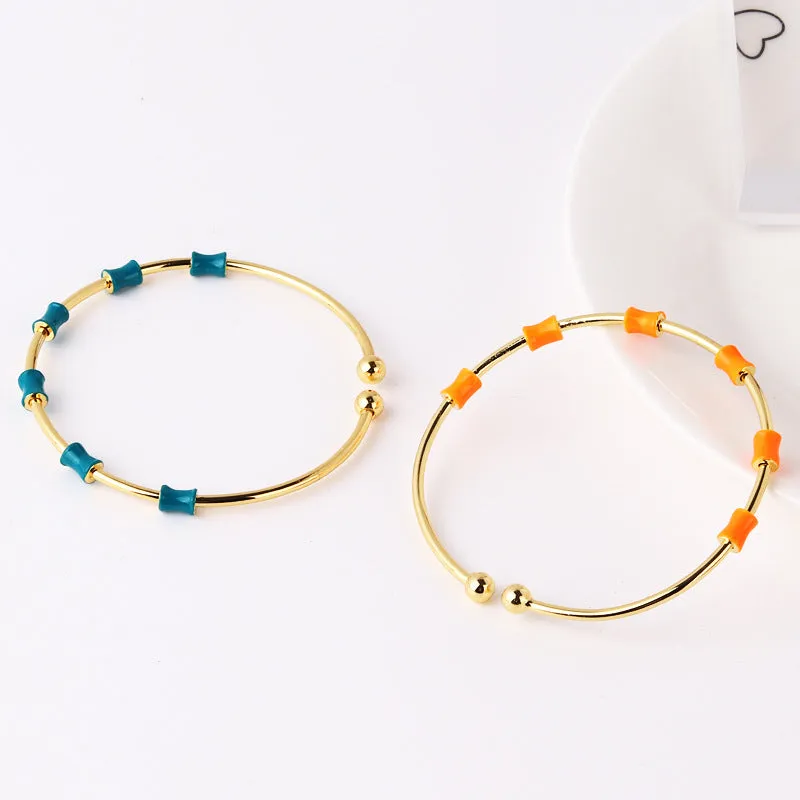 Minimalist Circle Gold Plating Oil Dripping Bangles