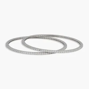 Minimalist CZ Silver Bangles