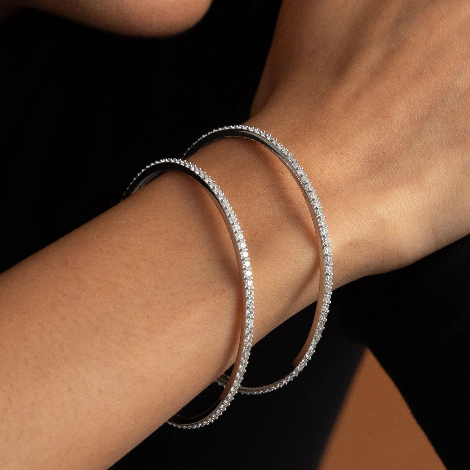 Minimalist CZ Silver Bangles