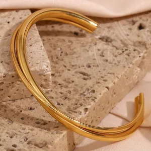 Minimalist Ellipse Stainless Steel 18K Gold Plated Bangles