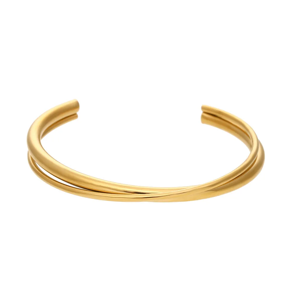 Minimalist Ellipse Stainless Steel 18K Gold Plated Bangles