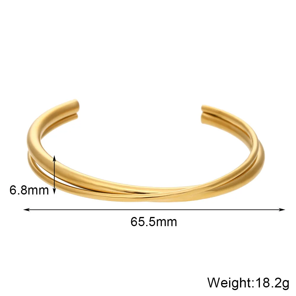 Minimalist Ellipse Stainless Steel 18K Gold Plated Bangles