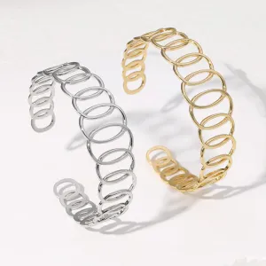 Minimalist Ellipse Stainless Steel Electroplating Bangles