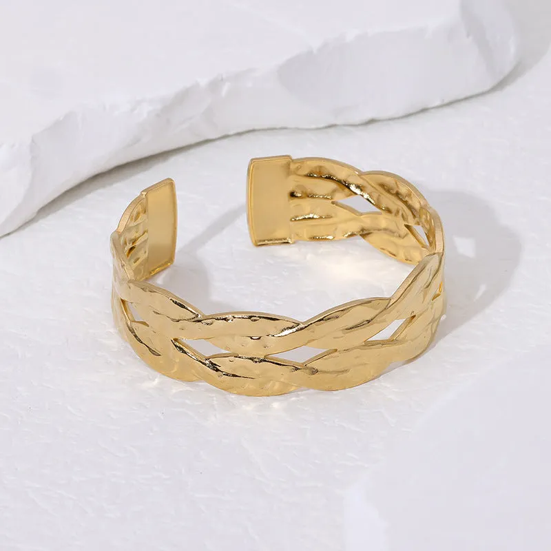 Minimalist Knitting Stainless Steel Electroplating Bangles