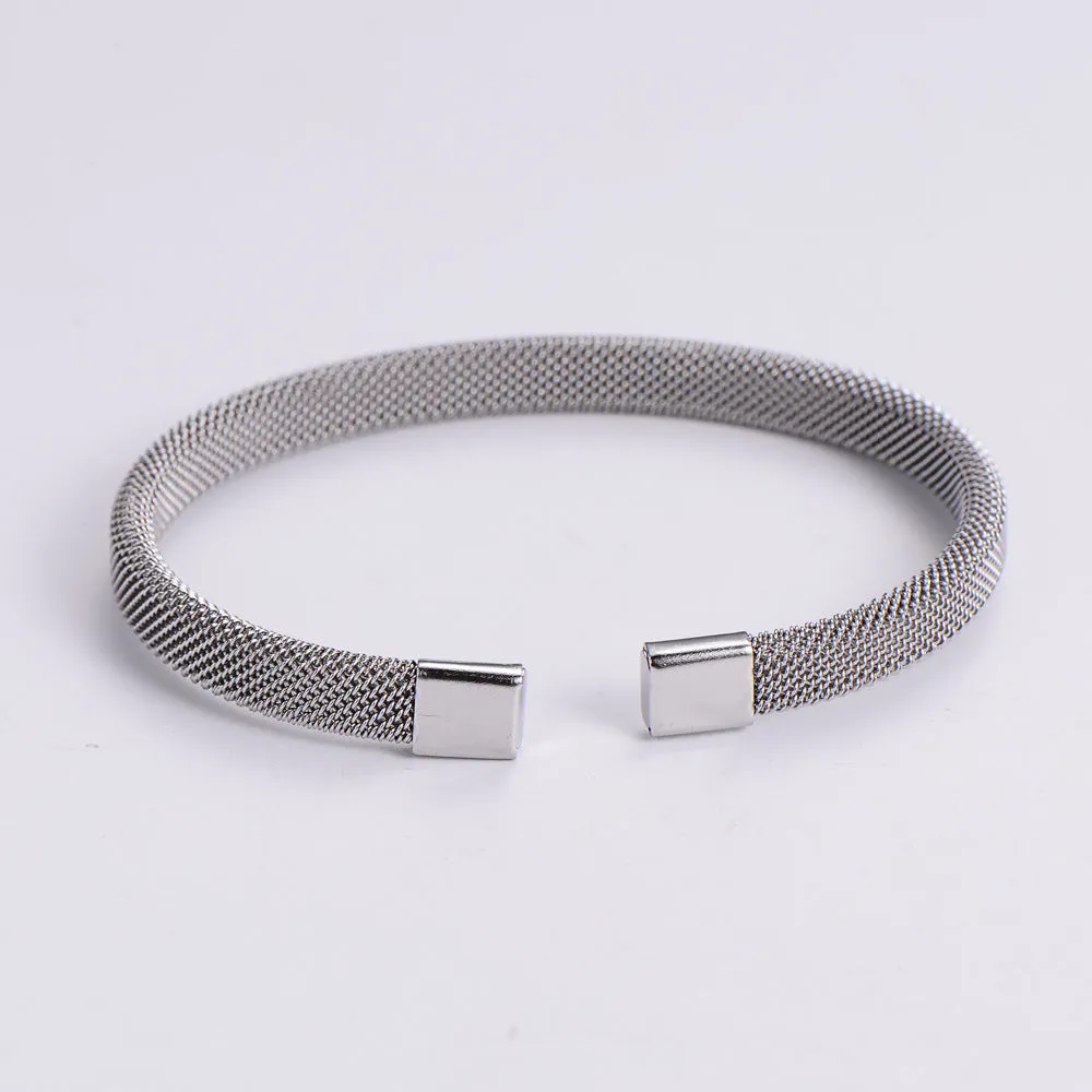 Minimalist Mesh Titanium Steel Electroplating Bangles