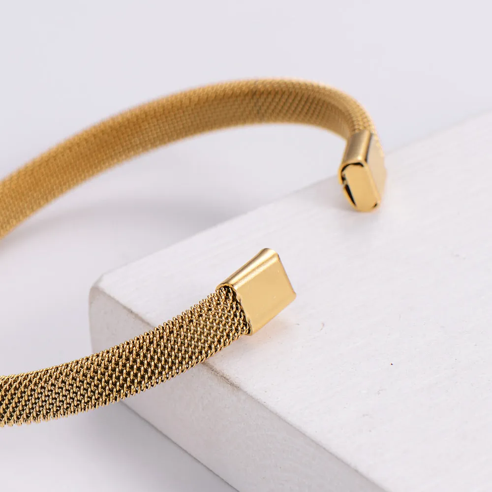 Minimalist Mesh Titanium Steel Electroplating Bangles