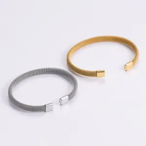 Minimalist Mesh Titanium Steel Electroplating Bangles