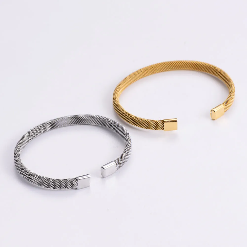 Minimalist Mesh Titanium Steel Electroplating Bangles