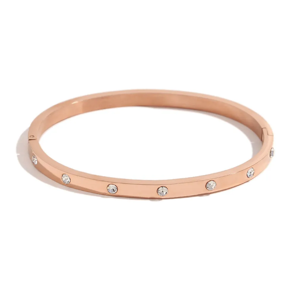 Minimalist Round Circle Stainless Steel 18K Gold Plated Bangles