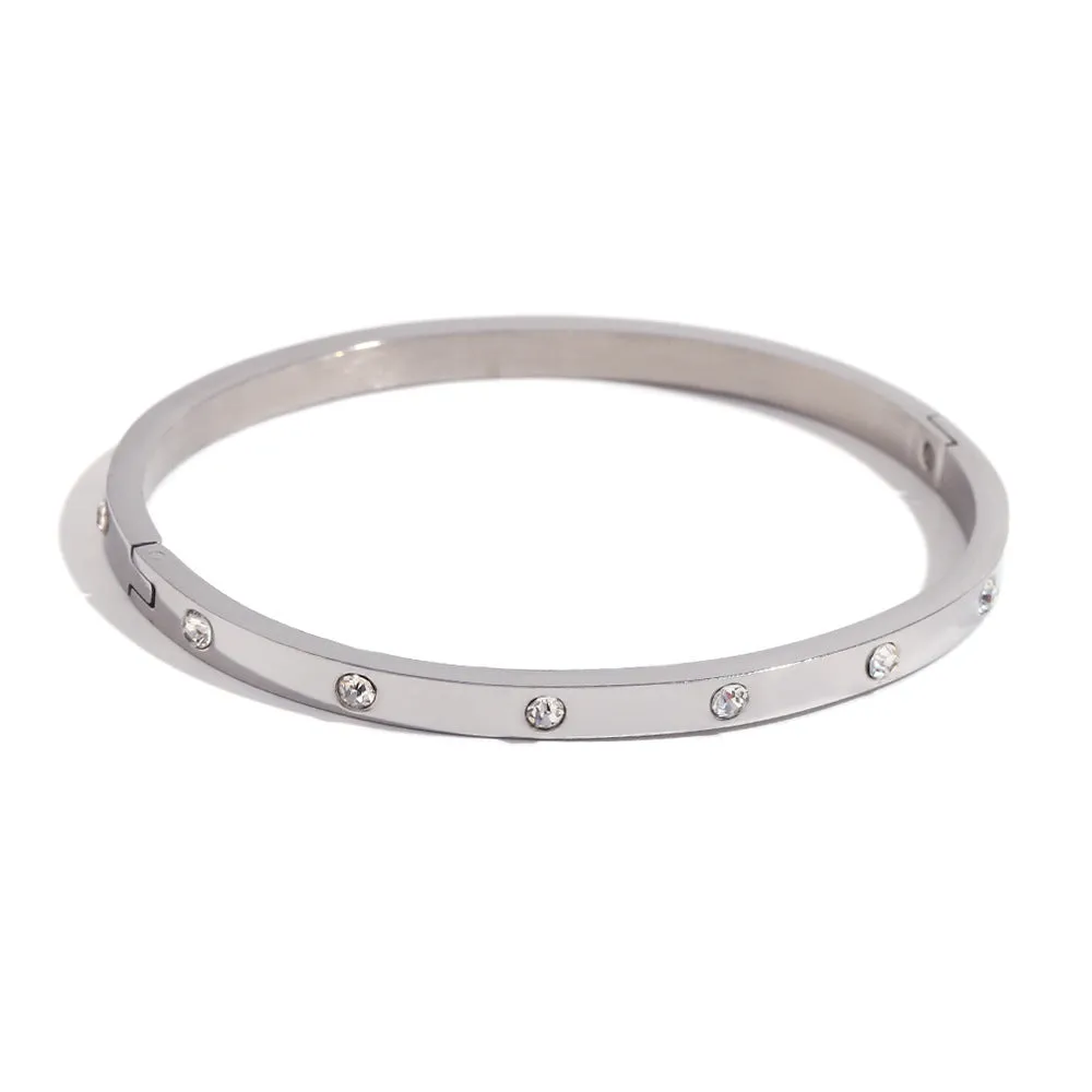 Minimalist Round Circle Stainless Steel 18K Gold Plated Bangles