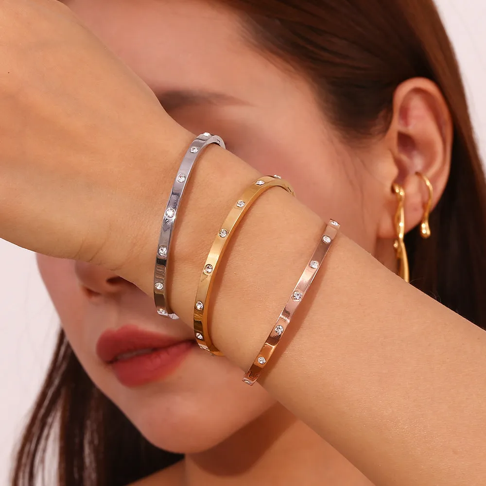 Minimalist Round Circle Stainless Steel 18K Gold Plated Bangles