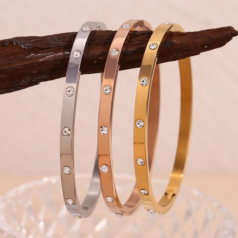 Minimalist Round Circle Stainless Steel 18K Gold Plated Bangles