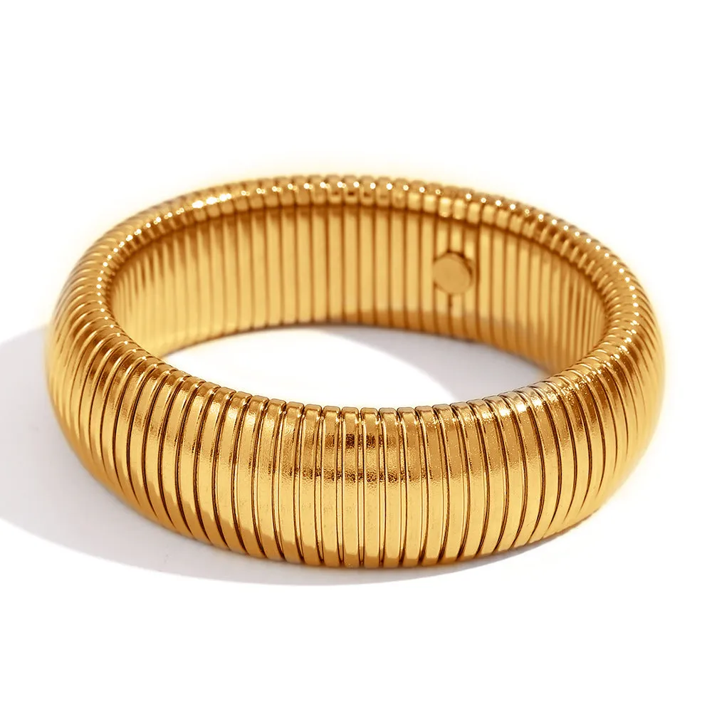 Minimalist Women Geometric Stainless Steel 18K Gold Plated Bangles