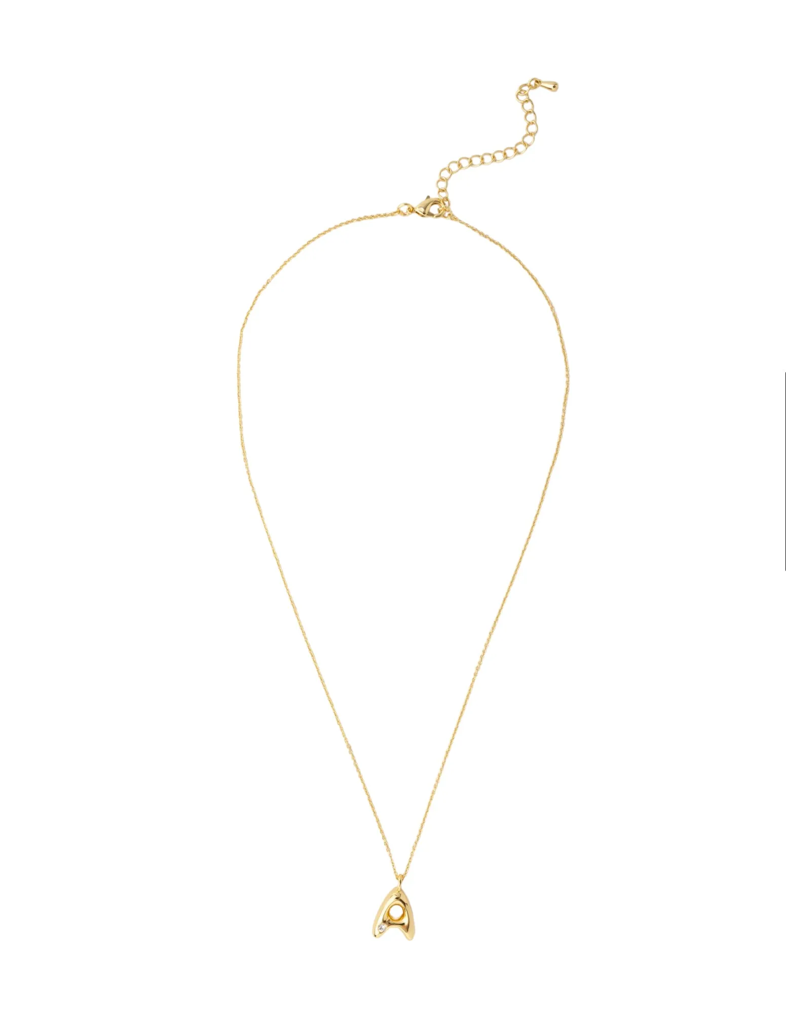 Mocha Bubble Initial Necklace - A - Light Gold