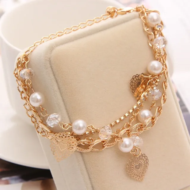 Multilayer Beaded Pendant Bracelets