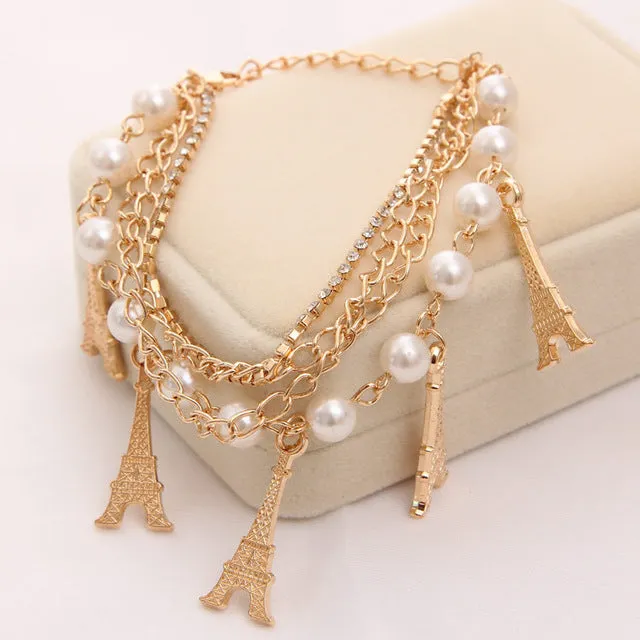 Multilayer Beaded Pendant Bracelets