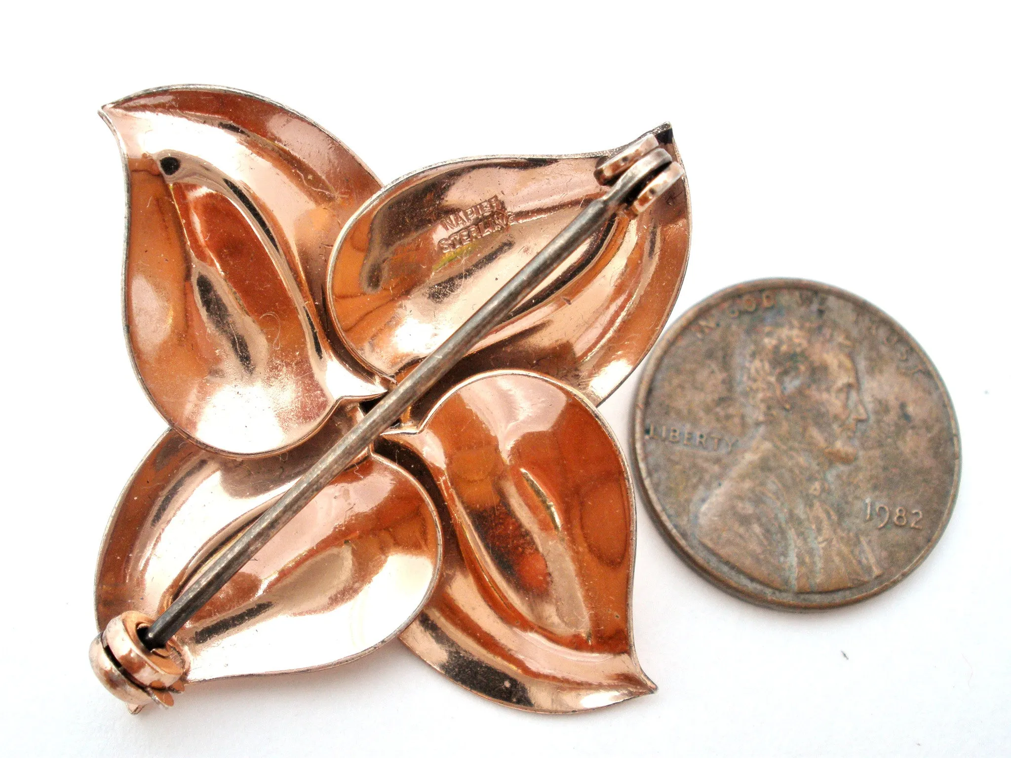 Napier Rose Gold Washed Sterling Silver Flower Brooch Pin