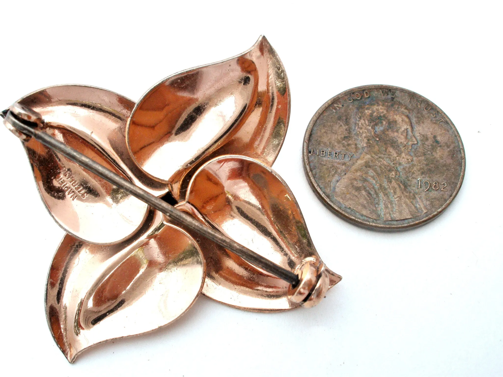 Napier Rose Gold Washed Sterling Silver Flower Brooch Pin