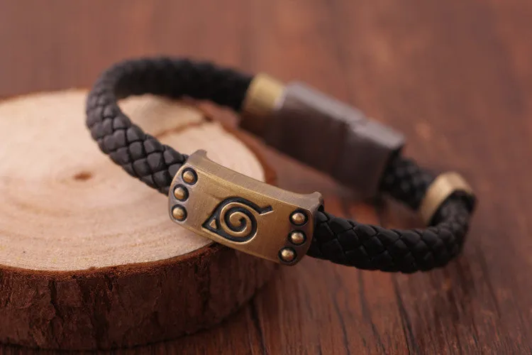 Naruto Leaf Mark Brown Wristband Cosplay Bangle For Anime Fan