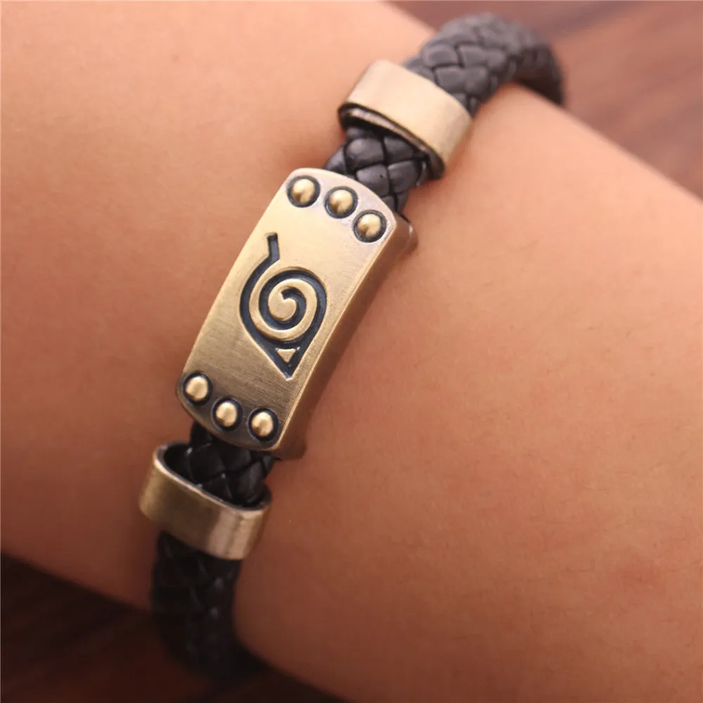 Naruto Leaf Mark Brown Wristband Cosplay Bangle For Anime Fan