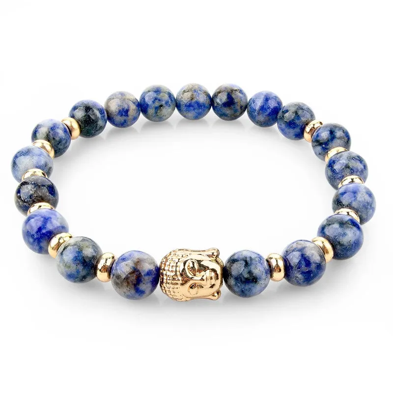 Natural Stone Buddha Charm Bracelets With Stones Beads Bracelets For Women Men Silver Turkish Jewelry Pulseira Masculina