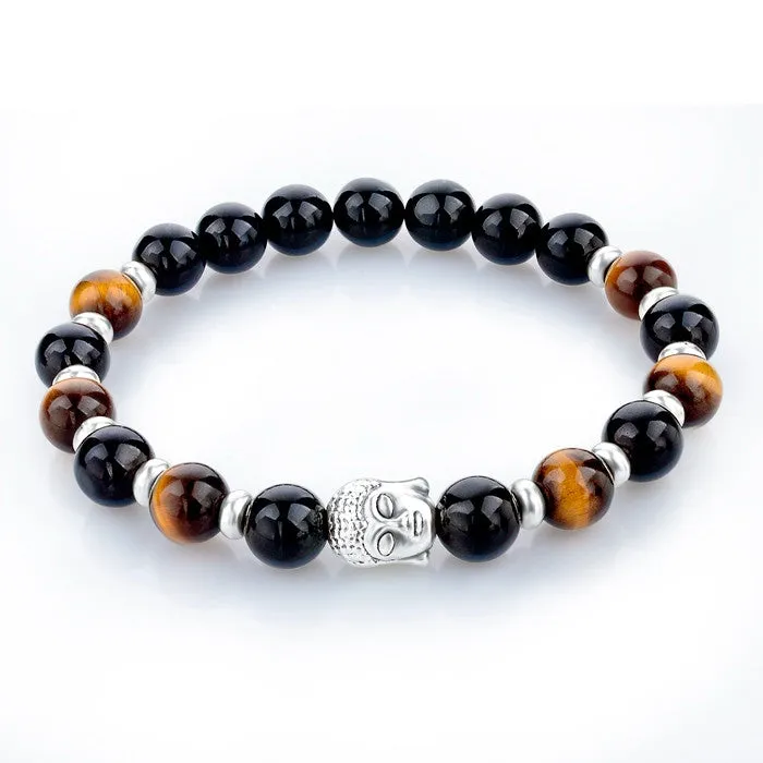 Natural Stone Buddha Charm Bracelets With Stones Beads Bracelets For Women Men Silver Turkish Jewelry Pulseira Masculina