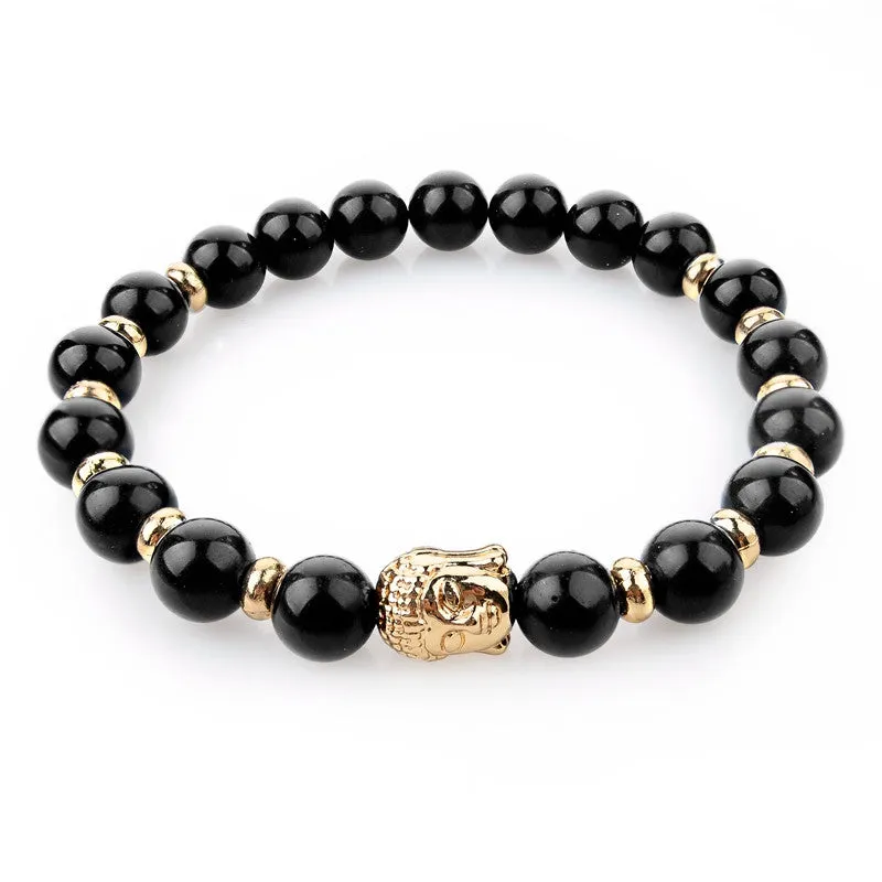 Natural Stone Buddha Charm Bracelets With Stones Beads Bracelets For Women Men Silver Turkish Jewelry Pulseira Masculina